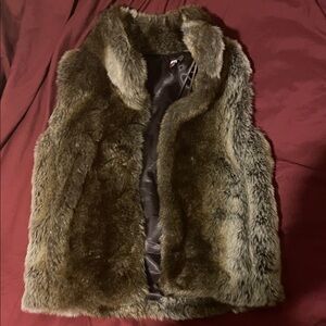 Faux Fur Vest in Brown and Tan